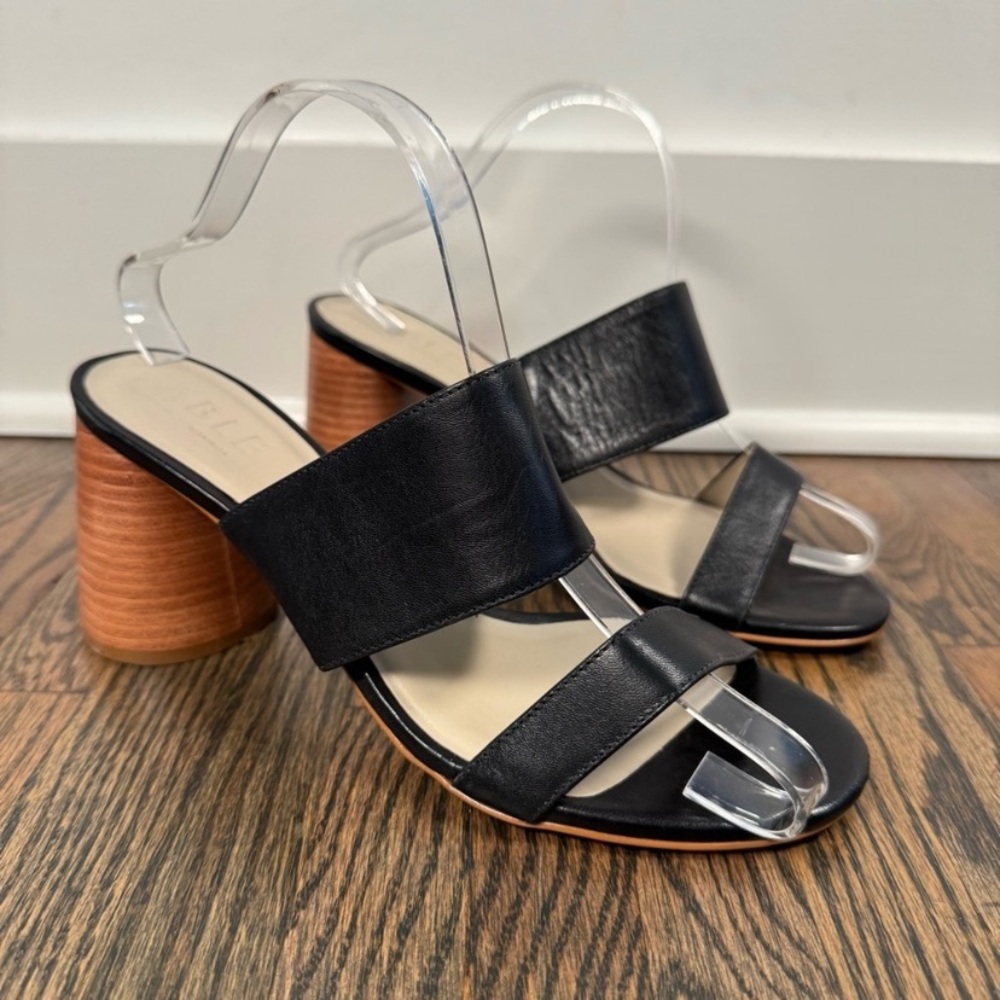 Able Jones black leather heeled sandals size 9.5